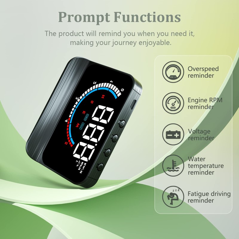 AMROOLOO Car HUD Head Up Display, OBD2 & GPS Dual