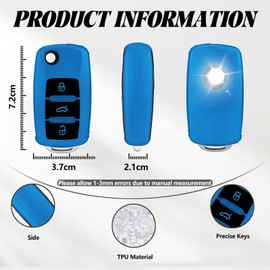TOOMUME Key Case TPU Glossy Car Key Cover Fits VW Volkswagen Golf 4/5/6 Multivan T5 Polo Up Caddy Beetle Sharan Jetta Bora Seat Ibiza Skoda Fabia