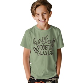 GLIGLITTR Girls Boys Back to School Shirt First 2nd Third Fourth Grade Tshirt First Day of School Outfit Kids Summer Tee Tops(Green,Fourth Grade,9-10X)