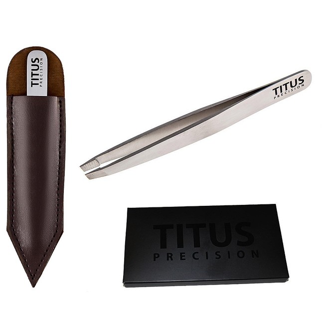 Titus Precision Slant Tip Tweezers – Professional Grade Premium Tweezers with Carry Case