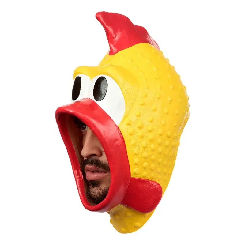 Máscara Rubber Chicken Pollo Chillón Divertido Halloween Color Amarillo
