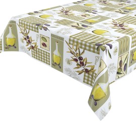 Beautex Oilcloth Tablecloth Olive Square 140 x 100 cm Washable Outdoor