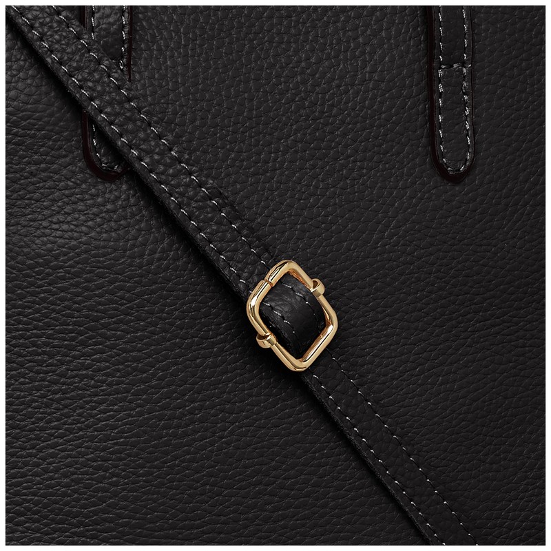 Kuko 2253111306 Tote Bag, Leather 2-Way Mini Tote Bag, black