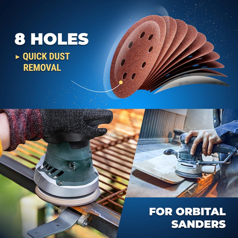 S&R 125 mm Sanding Disc Set, 8-Hole, 100 Pcs. P240
