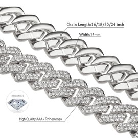 JUNVirtuous Cuban Link Chain Mens Iced Out Miami Cuban Necklace Silver/Gold Bling Diamond Hip Hop Jewelry for Women, Gold Plated, Cubic Zirconia