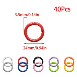 JAKOUE 40pcs 10 Colors 1 Inch(25mm) Trigger Round Snap Buckle，Keychain Clip，Key Rings，Small Carabiner，Keyrings Buckle，DIY Accessories for Keychains, Bag, Purse, Handbag