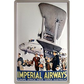 Imperial Airways Great Britain Aircraft 20x30 cm Embossed Tin Sign 1894