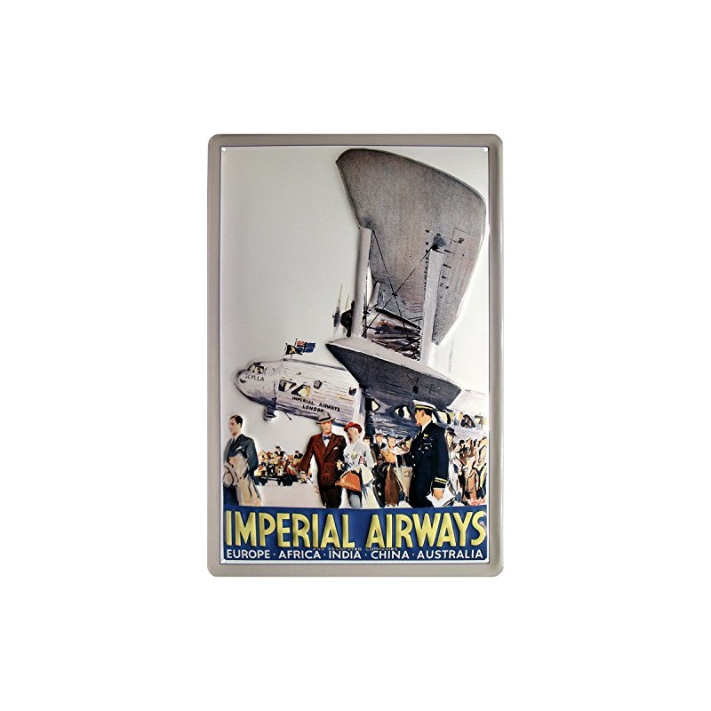 Imperial Airways Great Britain Aircraft 20x30 cm Embossed Tin Sign