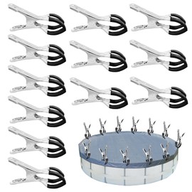 SIGANDG Metal Clips for Pool Cover Pack of 12 Above Ground Pools Spring Clamps with Protective Film Used for Swimming Pool Fabrics, Parasol and Drying Clothes (Black)
