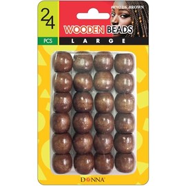 DONNA Wooden Beads Large 24pcs, Hair Beads for Hair Jewelry Making Kit DIY Hair Braiding Bracelet Ornaments Crafts Dark Brown Color