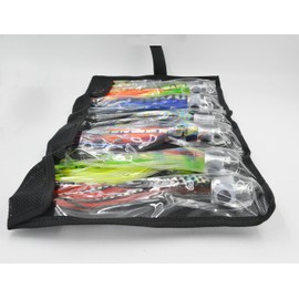 Fishing Lure Set of 6 Trolling Saltwater Skirted Lures: 9 inch Rigged Lures and Black Bag Included. Catch Any Predatory Pelagic Fish in The Ocean Including Dolphin, Tuna, and Wahoo!