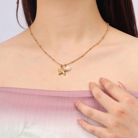 JJDreams Pendant Necklace Women's Necklace Boho Stainless Steel Summer Necklace Jewellery Adjustable Chain Gifts for Mother's Day Birthday Christmas, Stainless Steel, No Gemstone