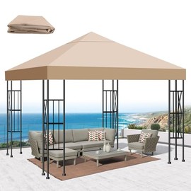 Bsteciar - Toldo de repuesto para kiosco de 10 x 10 pies, cubierta impermeable de alta densidad 300D de una sola capa con toldo resistent...
