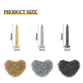 QBXMY7 1200 Pieces Tri Color Small Nails, 19mm - Gold Silver Black，Nail Assortment Set, Wall Nails for Hanging Pictures, Art Nails, Round Head Picture Nails, Wall Nails for Picture Frame Carpentry,