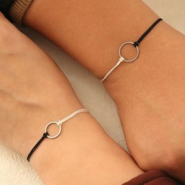 Xeyau Matching Bracelets for Couples Valentine Couples Bracelet Gifts for Boyfriend Pinky Promise Bracelet Cuban Chain Rhinestone Heart Bracelets Soulmate Couples Bracelet (Hoop-BlackWhite)