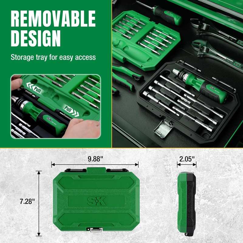 SK 22-in-1 Ratcheting Screwdriver with Nut Drivers, 216-P Multi-bit Screwdriver,