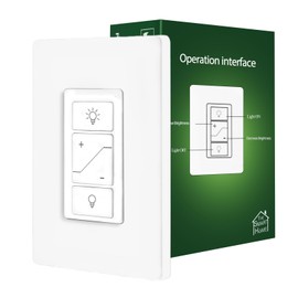 Sunmerit Smart Dimmer Light Switch, Single Pole, Alexa Compatible, No Hub Required, White, Toggle Switch, ON-OFF-ON Operation