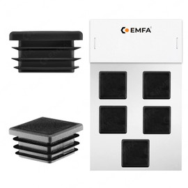 EMFA Lamellar Plugs for Square Tubes 50 x 50 mm Black Pack of 5 Pipe Plugs 50 x 50 Square Tube Plastic Square 5 x 5 cm Plug Cover Pipes Pipe Cover for Moulded Pipe End Cap