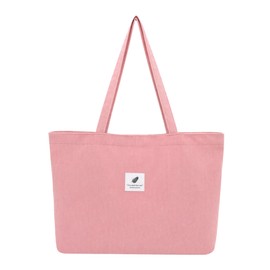 TeeYee Cord Bag Women's Shoulder Bag Tote Bag Corduroy Women's Shopper Handbag Shoulder Bags Work Office Travel Shopping School Everyday Pink L