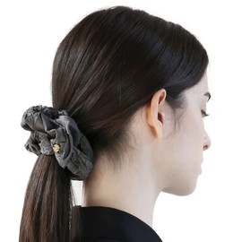 UNDERCONTROL Signature Gold Label Point Wide Large Pleated Band Poly Scrunchie Headband Hairband Band Made in Korea 3 Colors, Charcoal, Medium