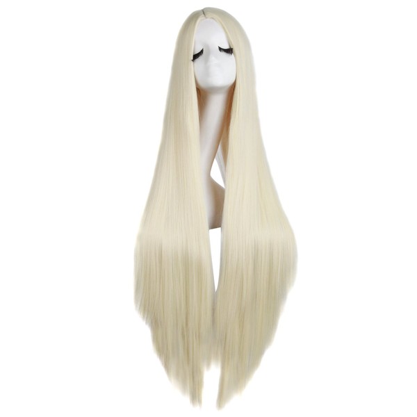 MapofBeauty 40"/100cm Natural Soft Straight Long Cosplay Wig (Light Blonde)