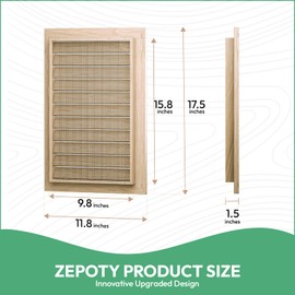 Zepoty 12" x 18" Wood Gable Vent - Replaceable Mesh, Paintable Elegance, and Smooth Surface - Perfect for Attic and Shed Ventilation, Vent Opening: 10" x 16"