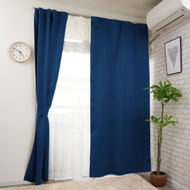 [Cloth Shop Clothya] 2-Way Room Divider Curtain Blackout Thermal Insulation [Navy [Light Shielding Grade 1] Width 95cm x Length 200cm [1 Piece/Flat Type]