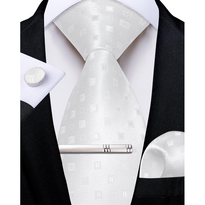 DiBanGu Silk Necktie, Wedding, Pocket Square, Tie Clip, Cufflinks Set,