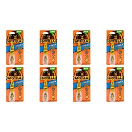Gorilla Super Glue with Brush & Nozzle Applicator, 10 Gram, Clear, (Pack of 8)