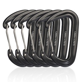 Galerie SV Pack of 6 Carabiner Hooks Climbing Heavy Duty Aluminium Carabiner Hook Large 12 KN (1200 kg) Aluminium Carabiner Key Ring for Hammocks, Camping, Backpacking (Black)