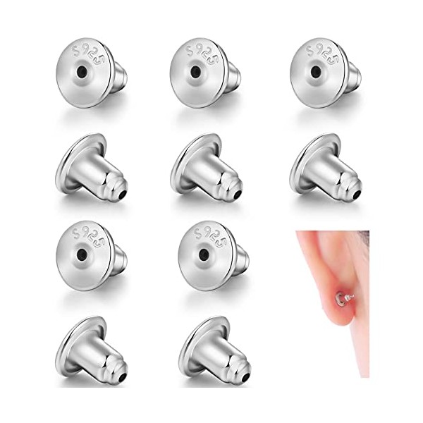 DELECOE 14K Gold Bullet Locking Earring Backs for Diamond Studs,925