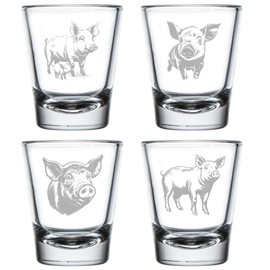 MIP Set of 4 Shot Glasses 1.75oz Shot Glass Gift Pig Collection