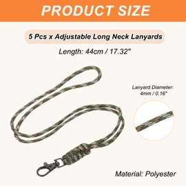 PATIKIL 44cm Neck Lanyard with Hook, 5 Pcs Long Neck Strap Lanyard Badge Lanyard for ID Badges Holder Keys USB Keychain USB Office, Camo Green