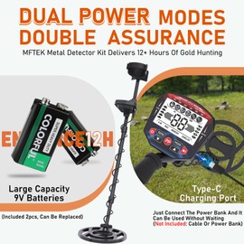 Metal Detector for Adults Professional, High Accuracy Gold Detector Set, Waterproof Coil LCD Display Height Adjustable Advanced DSP Chip, Detector De Metales Oro Y Plata for Exploration Hiking (Red)