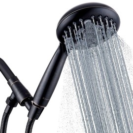 G-Promise Handheld Shower Head High Pressure 6 Spray Settings, Detachable Hand Held Showerhead 4.9 Inch Face with Extra Long Flexible Hose and Metal Adjustable Bracket