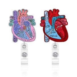 2 Pieces Heart Shape ID Clasp, Doctor ID Badge Holder, Nurse ID Badge Holder, Retractable Scroll Holder, Creative Pattern ID Badge Holder, ID Card Holder