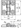 AISI 316 Stainless Steel Hinge Screw-On Hinge Stainless Steel 40