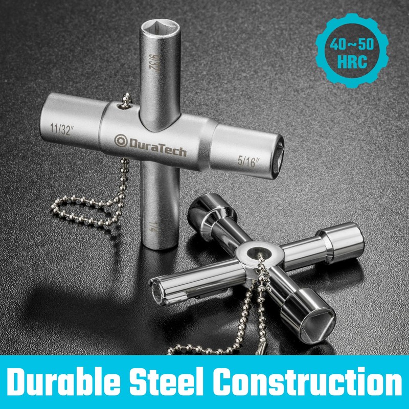 DURATECH 4 Way Sillcock Key Set, Utility Key, Multi-functional Water