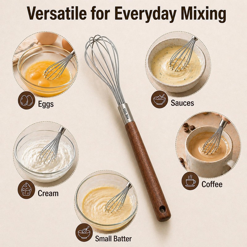 Mini Whisk 10 Inch, 304 Stainless Steel Small Wire Whisk