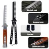 2 Pieces Automatic Switch Folding Practice Combs, Stainless Steel Butterfly