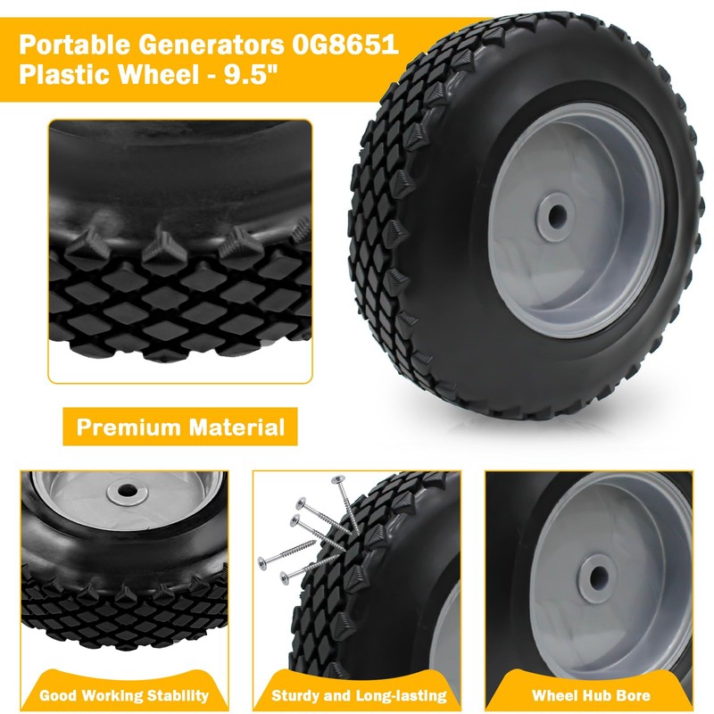 Showingo 0G8651 Wheel Plastic 9.5" Diameter Compatible With Generac Portable