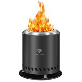 PY SUPER MODE Tabletop Fire Pit with Stand 10.2 x 8.7 in, Smokeless Firepit Camping Outdoor Table Top Firepit for Urban & Suburbs with Portable Travel Bag, Fueled by Pellets or Wood, Stainless Steel