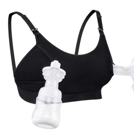 Momcozy Pumping Bra Hands Free, 2-in-1 Pumping & Nursing Bra Comfortable & Adjustable Suitable for Medela, Lansinoh XS-XXL Black