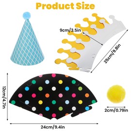 11 Pcs Pet Hat Set, Dog Birthday Party Colorful Cone Paper Hats Hat and Crowns Party Time for Cats and Dogs Party Supplies