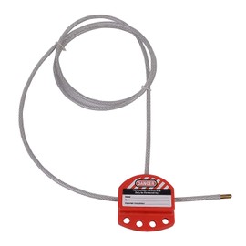 POFET Red Lockout Tagout Cable Lock. Adjustable Steel Vinyl Coated Cable Lockout for Lock Out Tag Out Applications. Works with Safety Loto Locks