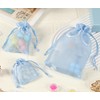QIANF 20 Pcs Blue Small Organza Bags 6X9 inch for