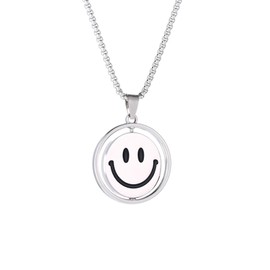 Yudisho Titanium Steel Spinning Two Sided Smiley Face Crying Face Necklace,Sweater Necklace,Mood Necklace,Men's Women's Fashion, Silver, Plastic, No Gemstone