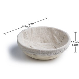 2 Pack of 8.5 Inch Round Brotform Banneton Proofing Baskets Bread Bowl for Baking Dough with Rising Pattern (Bonus Linen Cover)