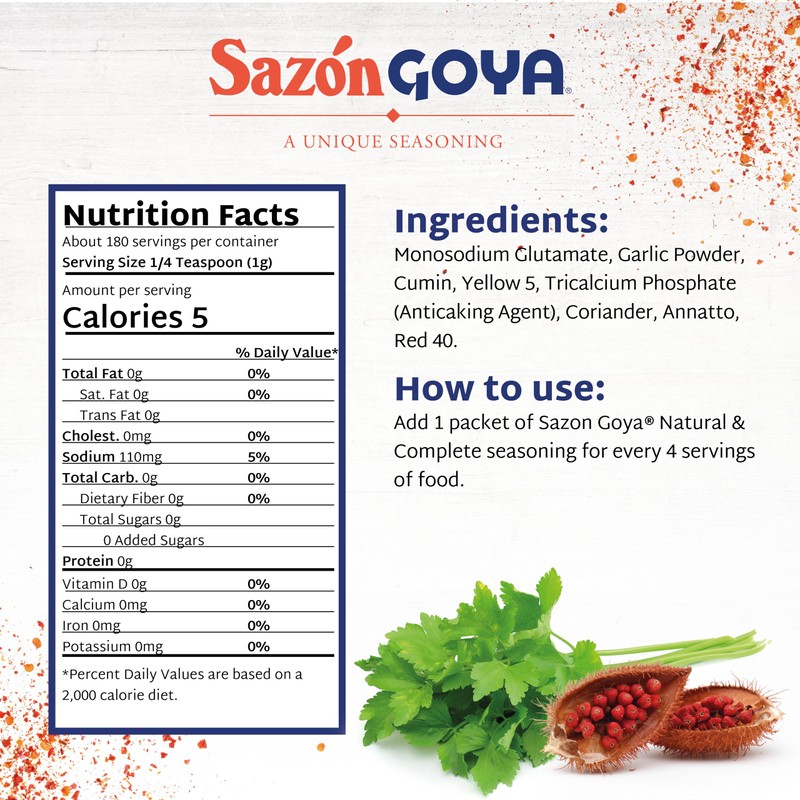 Goya Sazón Seasoning with Coriander & Annatto, Spices for Cooking