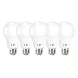 LE LED Light Bulbs 60 Watt Equivalent, 9W 800 Lumens Non-Dimmable, Soft Warm White 2700K, A19 E26 Standard Medium Base, 10000 Hour Lifetime 5 Count (Pack of 1)